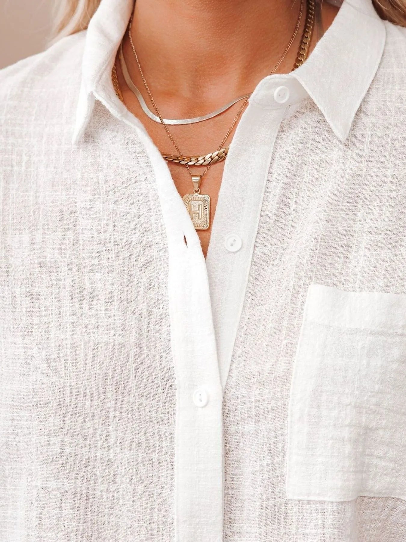 Full Size Button Up Short Sleeve Shirt Plus Size - MAD RUFFI