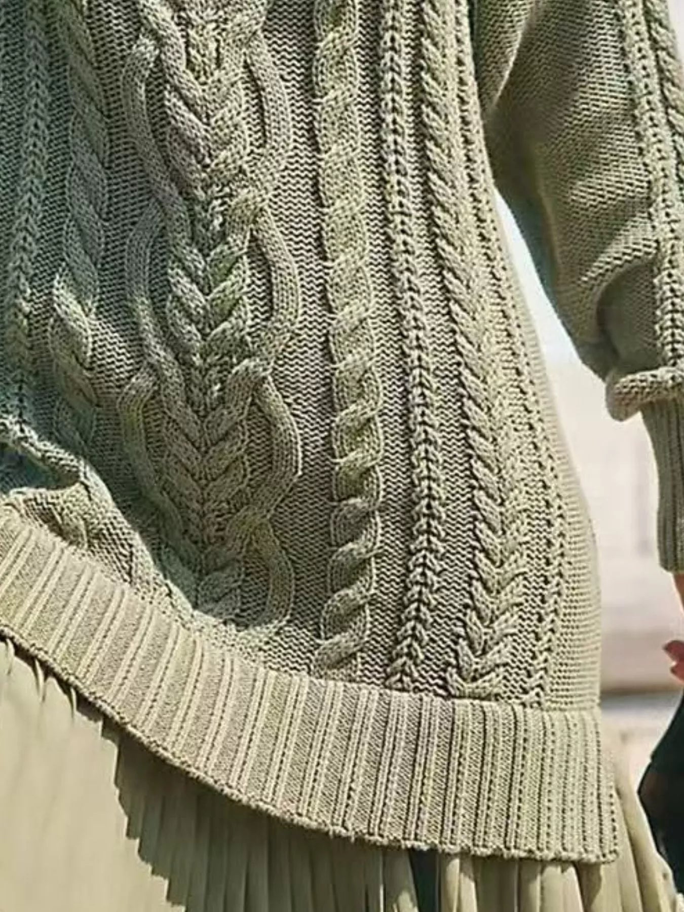 Full Size Cable - Knit Mini Sweater Dress Plus Size - MAD RUFFI