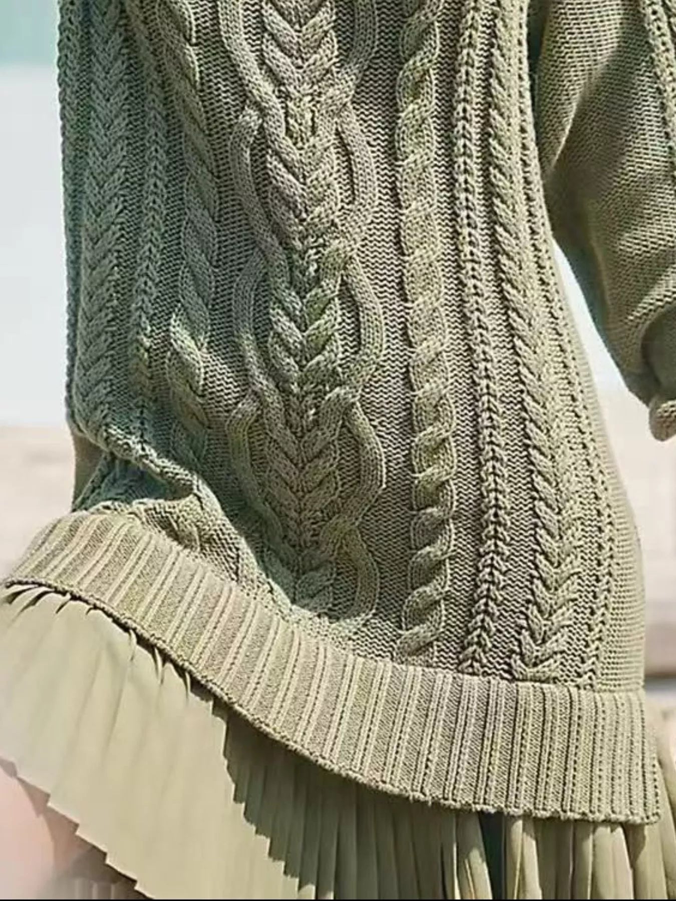 Full Size Cable Knit Pleated Hem Sweater Dress Plus Size - MAD RUFFI