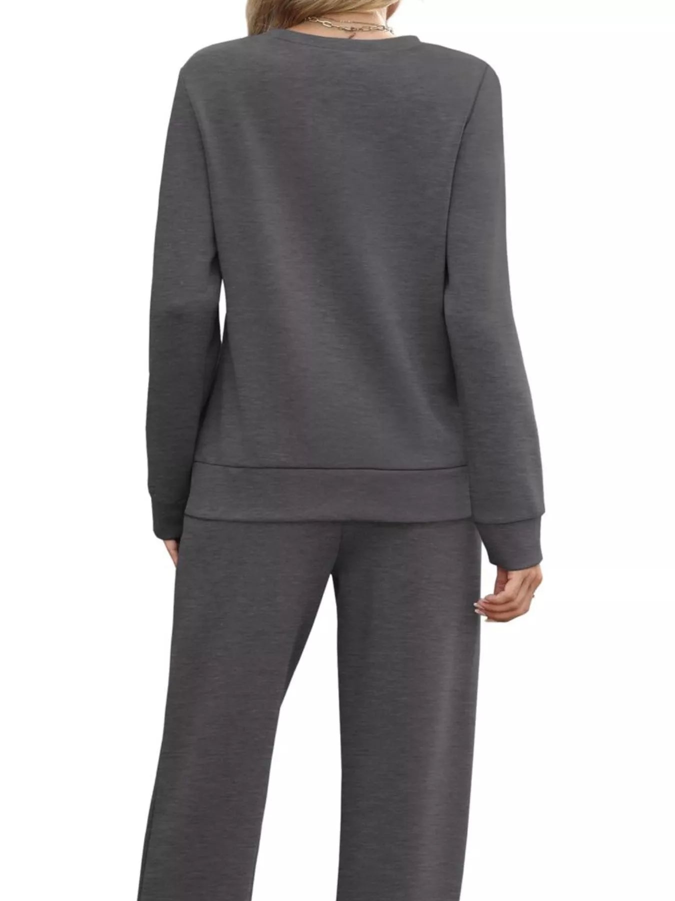Full Size Casual Long Sleeve Top and Pants Set Plus Size - MAD RUFFI
