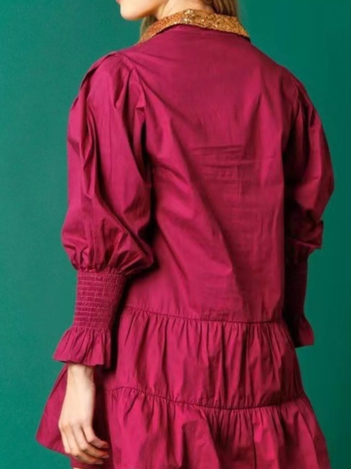 Full Size Christmas Sequin Nutcracker Tiered Shirt Dress Plus Size - MAD RUFFI