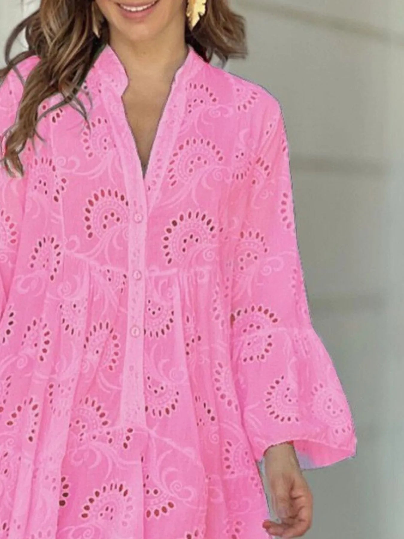 Full Size Eyelet Ruffled Hem Tiered Dress Plus Size - MAD RUFFI