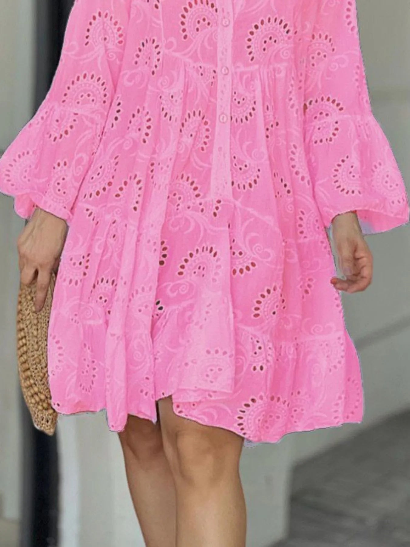 Full Size Eyelet Ruffled Hem Tiered Dress Plus Size - MAD RUFFI