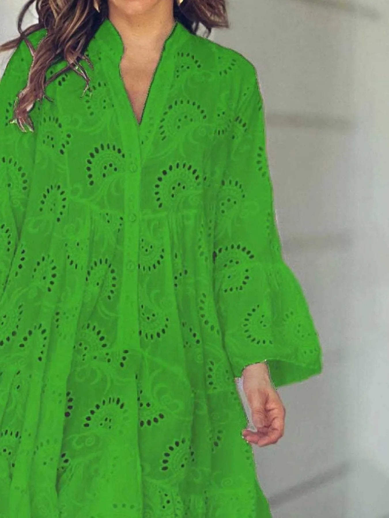 Full Size Eyelet Ruffled Hem Tiered Dress Plus Size - MAD RUFFI