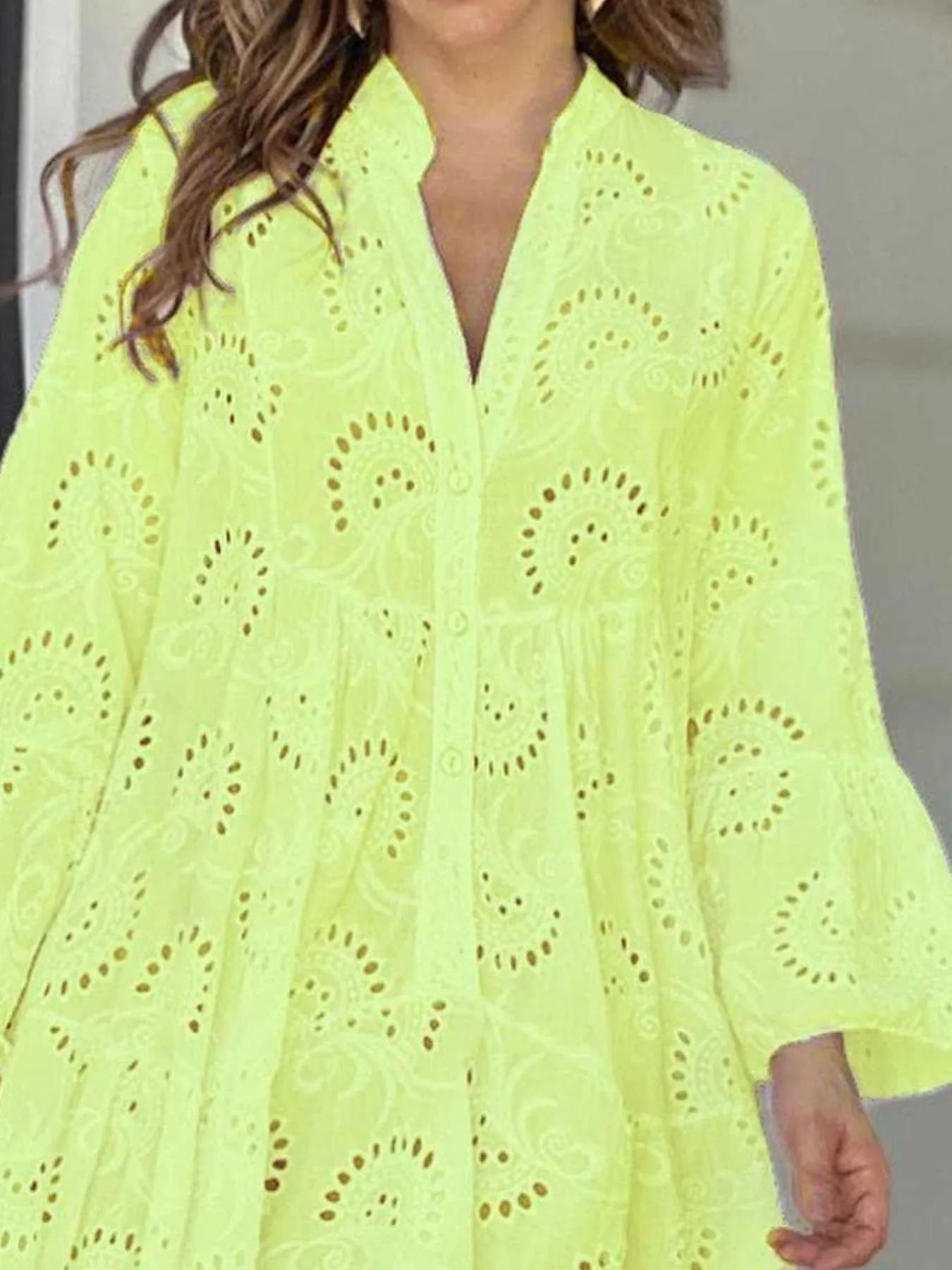 Full Size Eyelet Ruffled Hem Tiered Dress Plus Size - MAD RUFFI