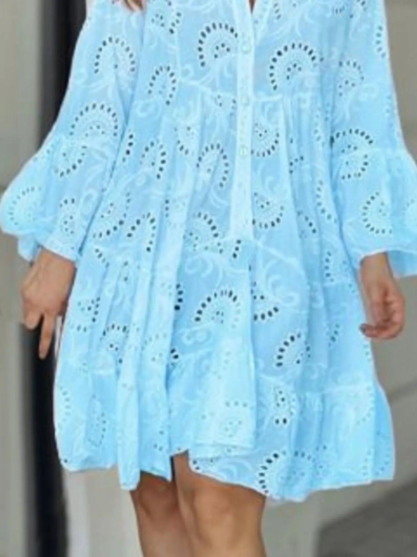 Full Size Eyelet Ruffled Hem Tiered Dress Plus Size - MAD RUFFI