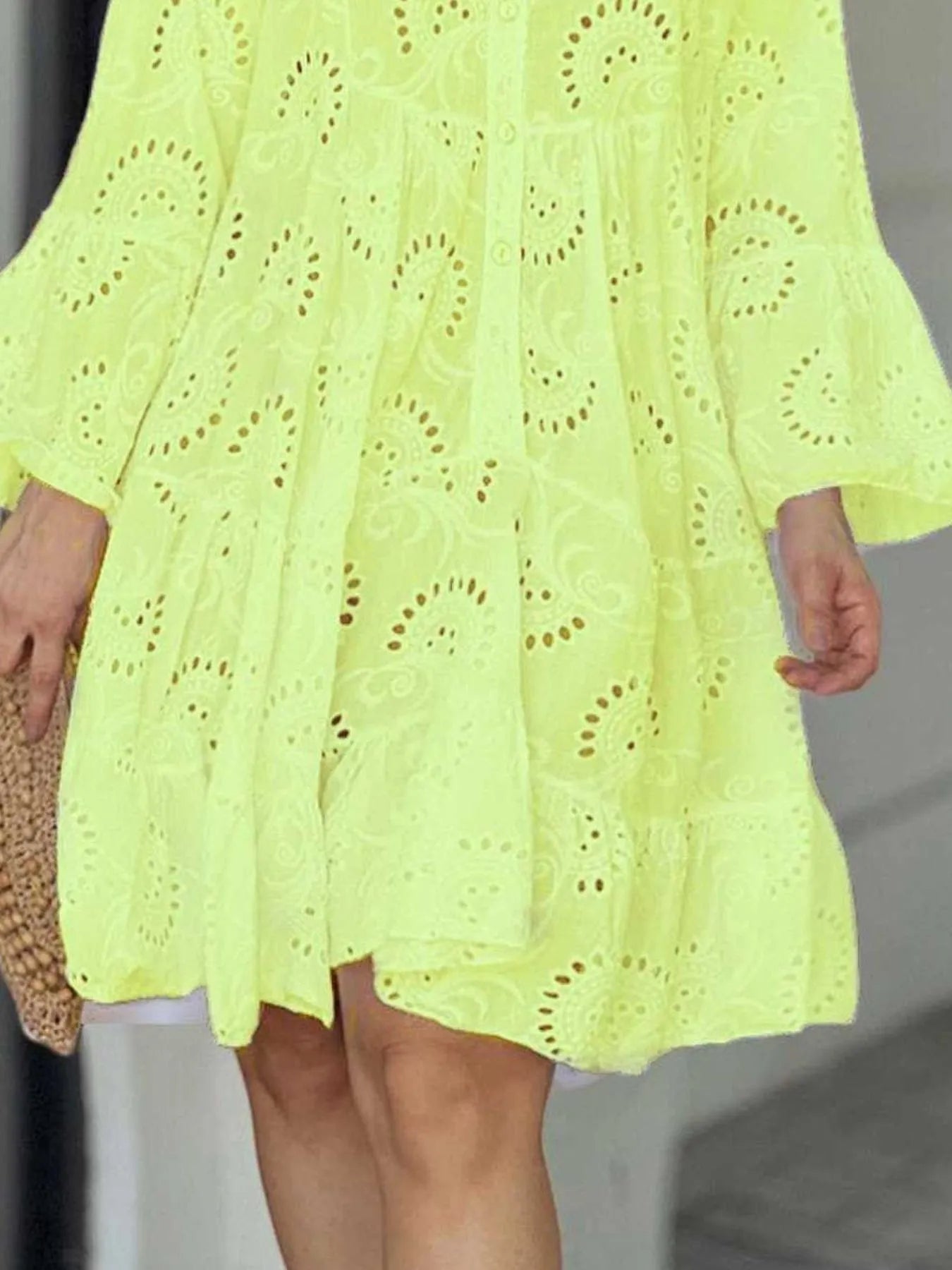 Full Size Eyelet Ruffled Hem Tiered Dress Plus Size - MAD RUFFI