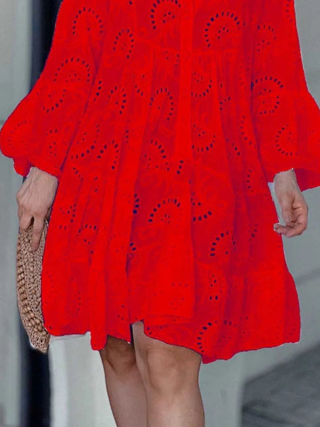 Full Size Eyelet Ruffled Hem Tiered Dress Plus Size - MAD RUFFI