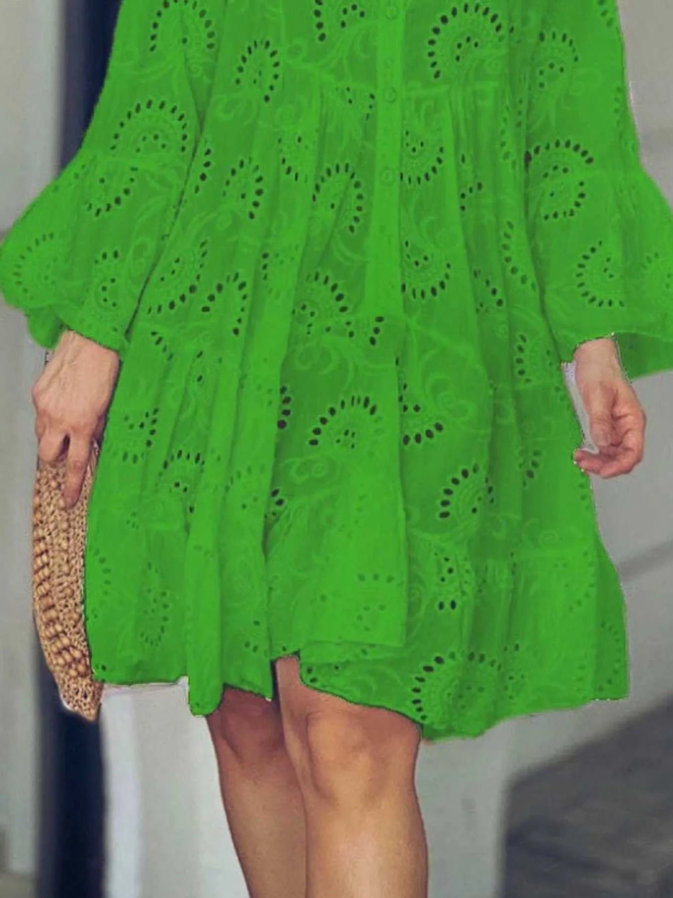 Full Size Eyelet Ruffled Hem Tiered Dress Plus Size - MAD RUFFI