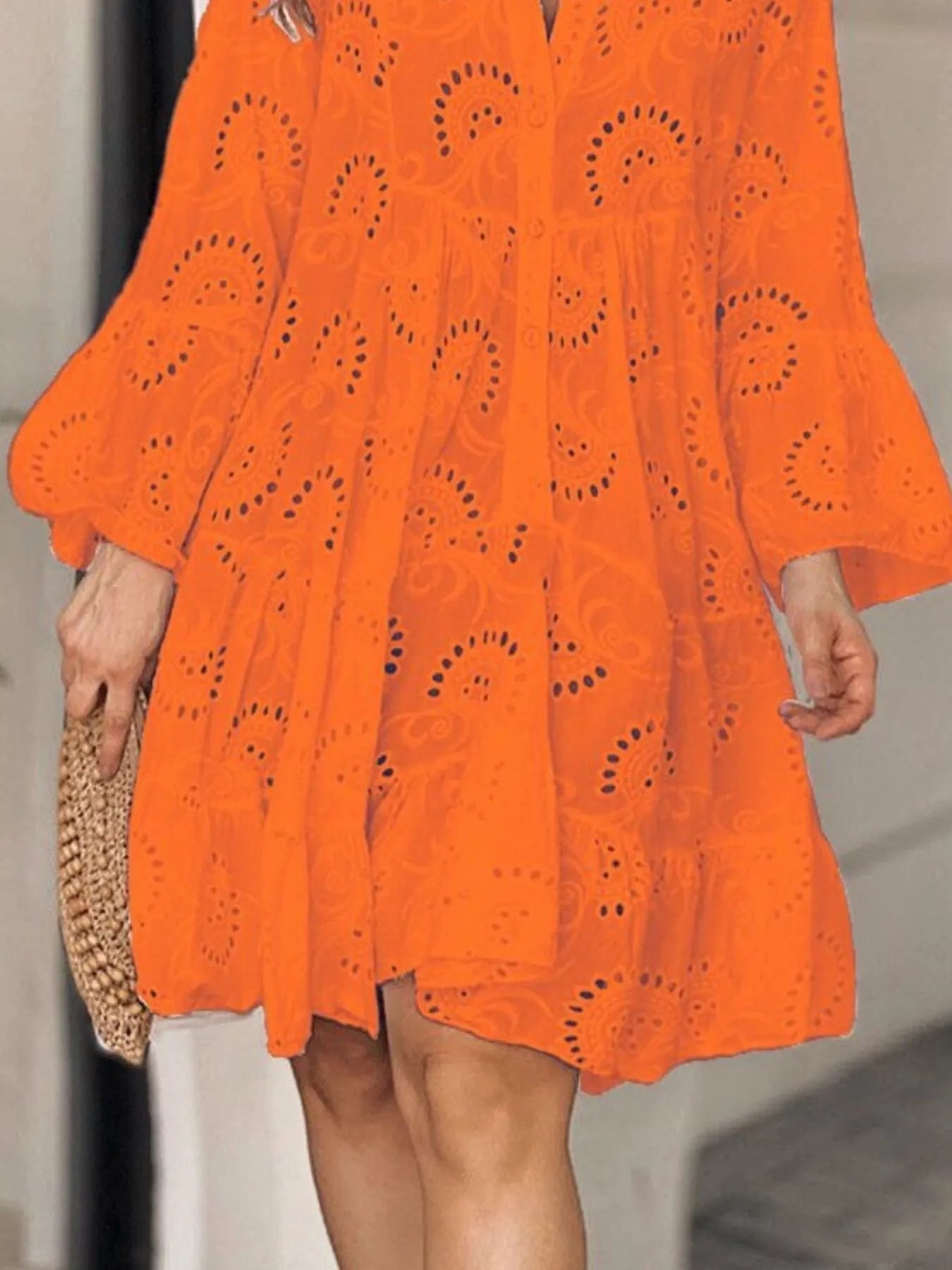 Full Size Eyelet Ruffled Hem Tiered Dress Plus Size - MAD RUFFI