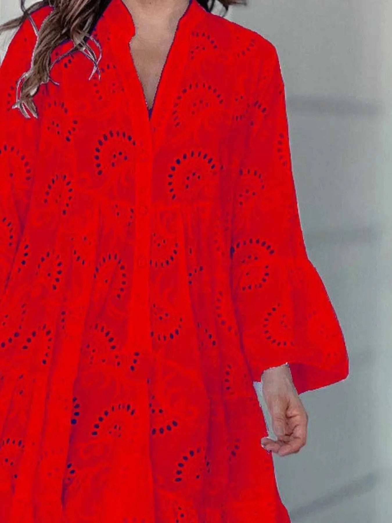 Full Size Eyelet Ruffled Hem Tiered Dress Plus Size - MAD RUFFI