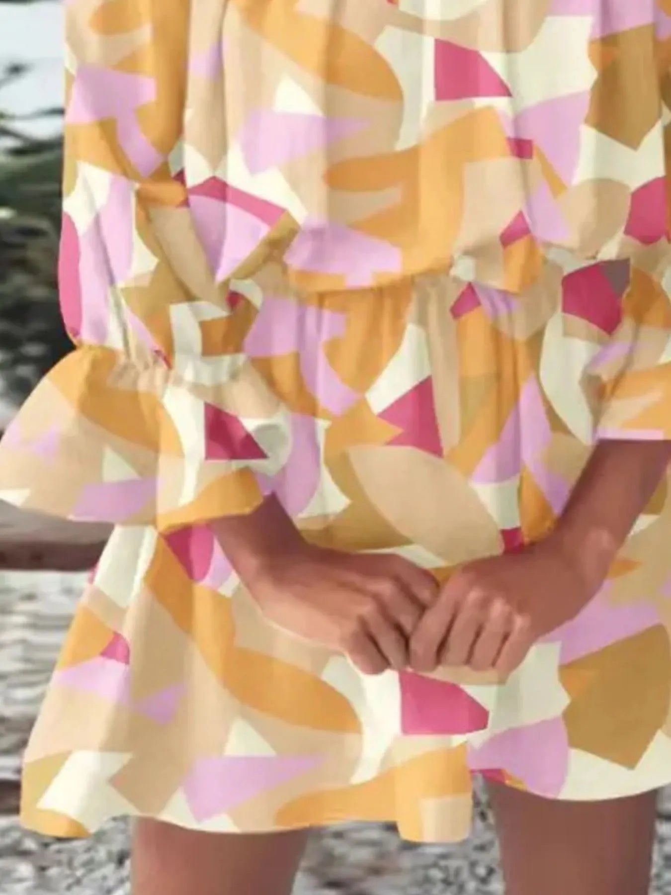 Full Size Floral Off - Shoulder Flounce Sleeve Mini Dress Plus Size - MAD RUFFI