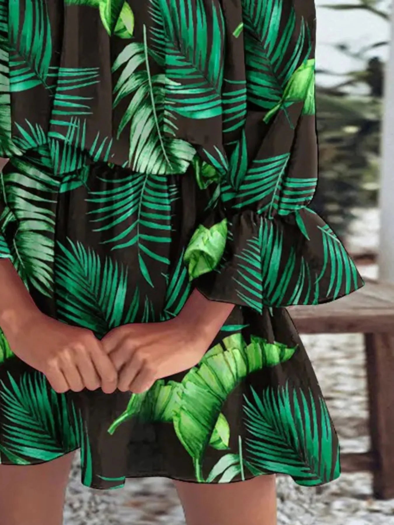 Full Size Floral Off - Shoulder Flounce Sleeve Mini Dress Plus Size - MAD RUFFI