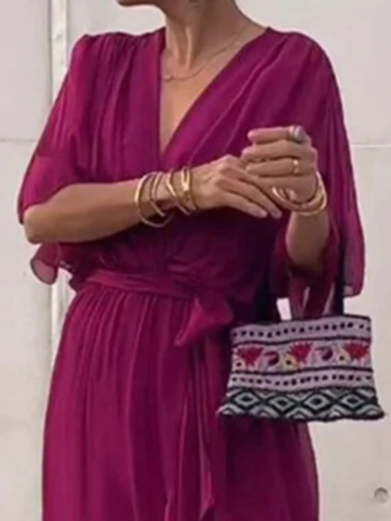 Full Size Flowy Tie Front Midi Dress with Flutter Sleeves Plus Size - MAD RUFFI