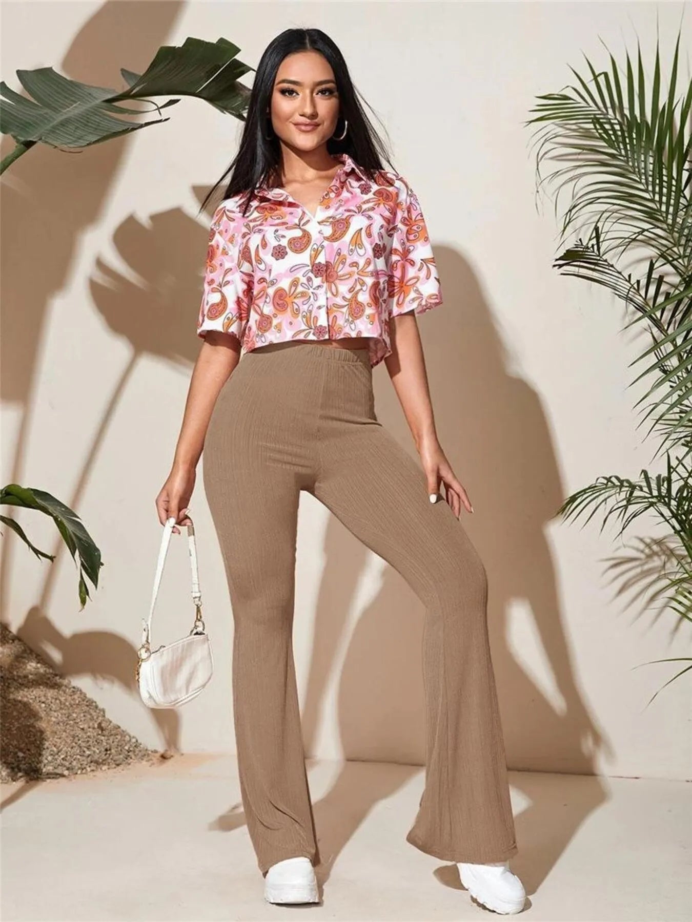 Full Size High - Waist Flare Active Pants Plus Size - MAD RUFFI