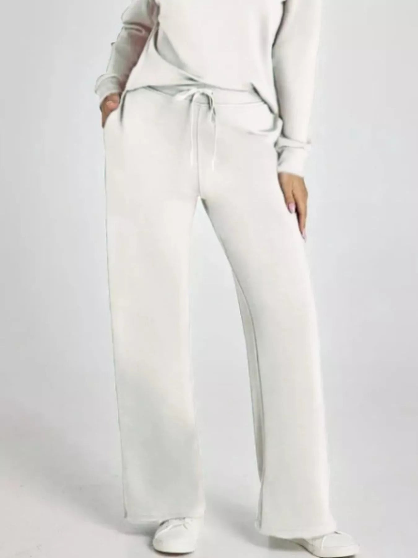 Full Size Johnny Collar Long Sleeve Top and Pants Plus Size - MAD RUFFI