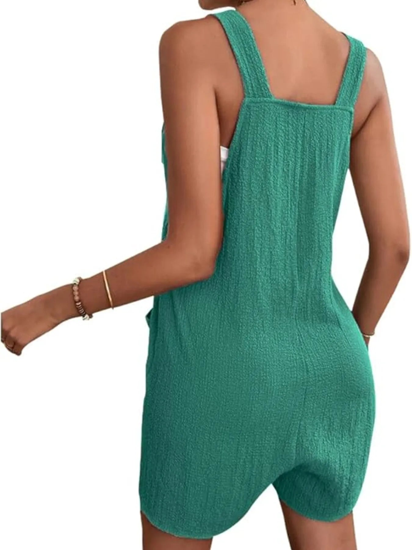 Full Size Knot Strap Romper with Pockets Plus Size - MAD RUFFI