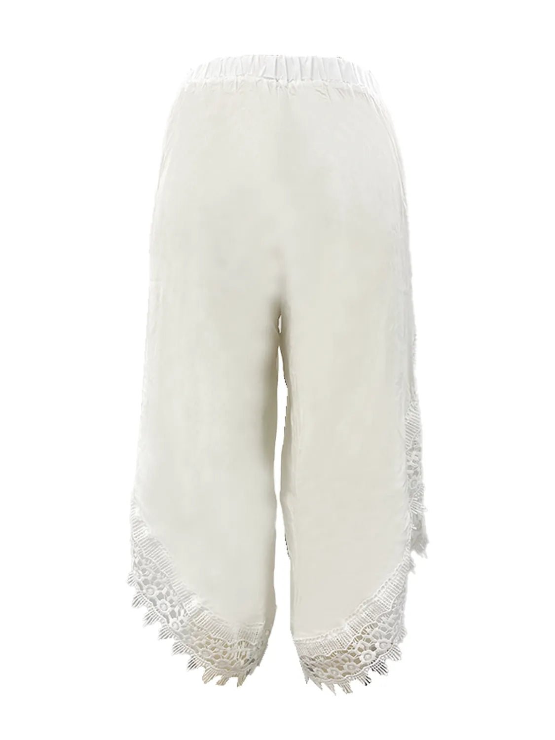 Full Size Lace Detail Wide Leg Pants Plus Size - MAD RUFFI