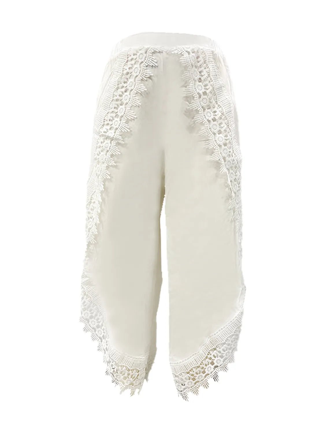 Full Size Lace Detail Wide Leg Pants Plus Size - MAD RUFFI