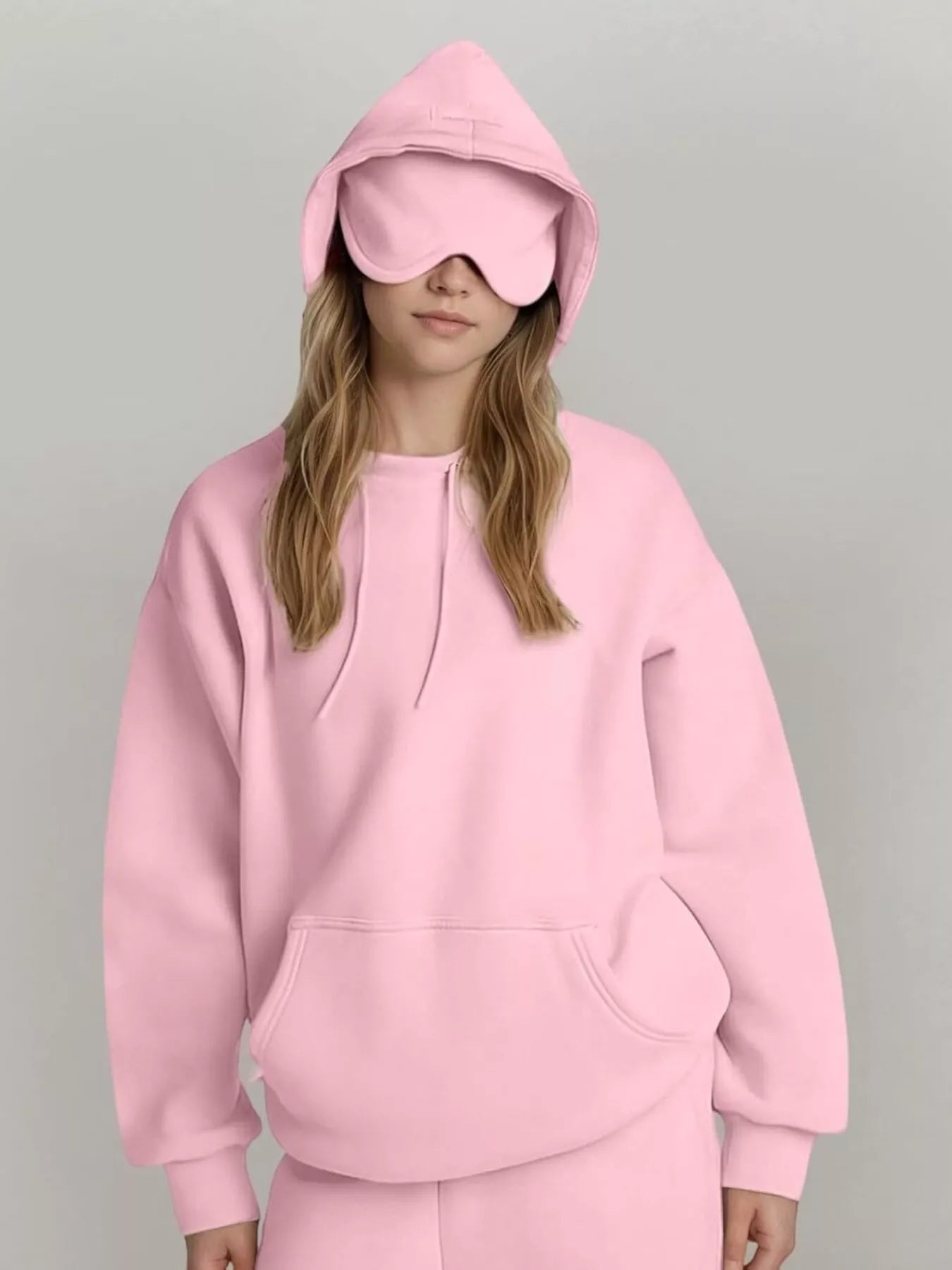 Full Size Oversized Kangaroo Pocket Long Sleeve Hoodie Plus Size - MAD RUFFI