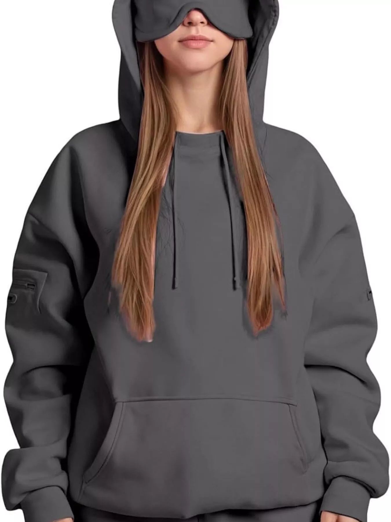 Full Size Oversized Kangaroo Pocket Long Sleeve Hoodie Plus Size - MAD RUFFI