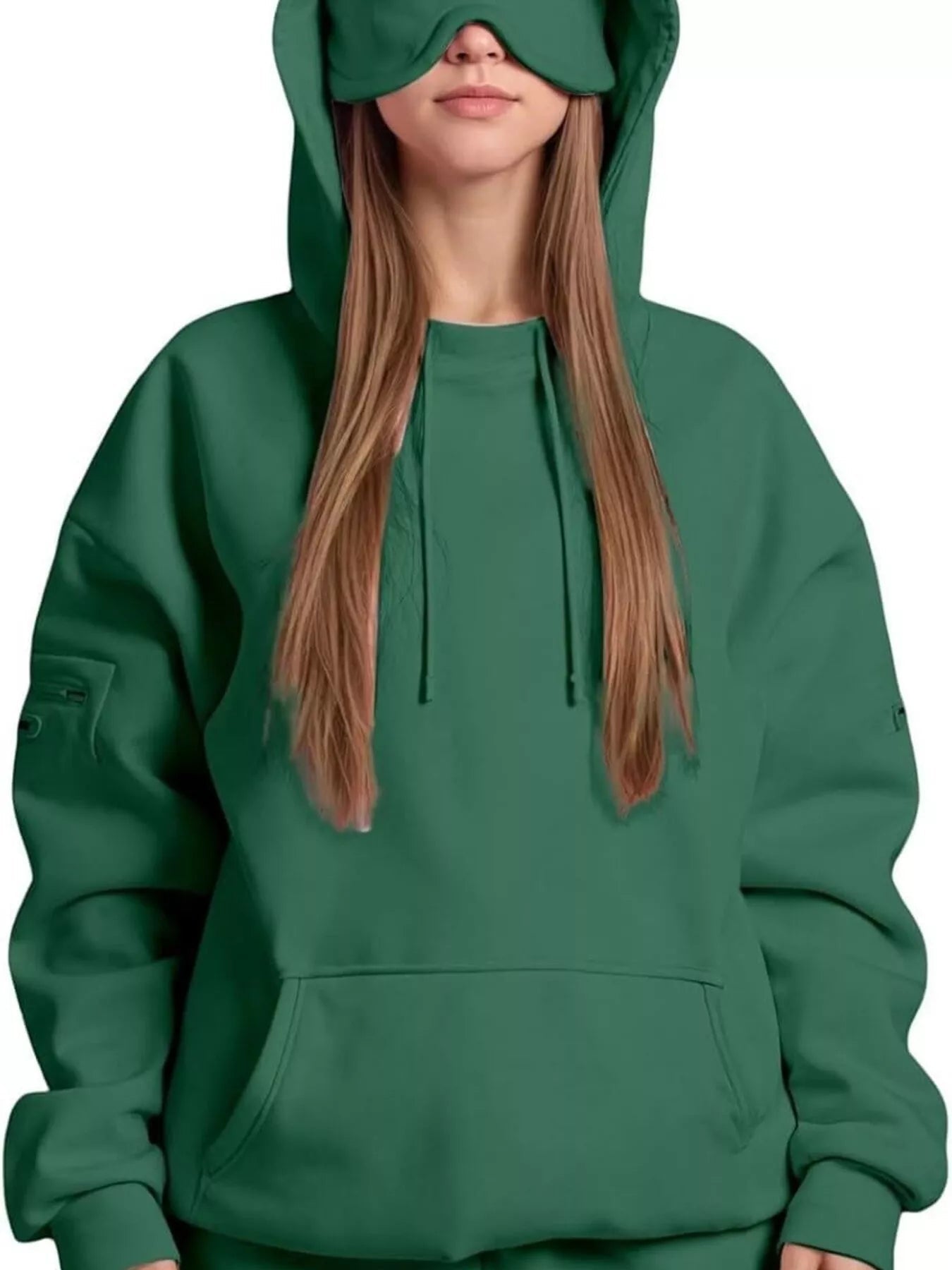Full Size Oversized Kangaroo Pocket Long Sleeve Hoodie Plus Size - MAD RUFFI