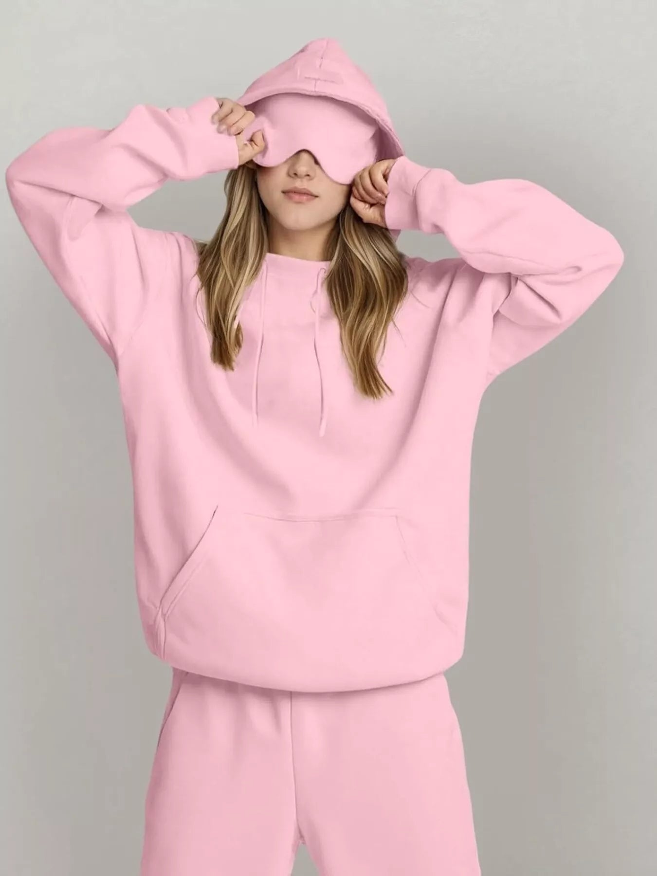 Full Size Oversized Kangaroo Pocket Long Sleeve Hoodie Plus Size - MAD RUFFI