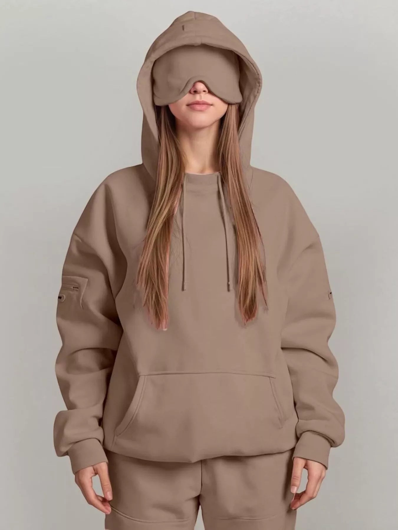 Full Size Oversized Kangaroo Pocket Long Sleeve Hoodie Plus Size - MAD RUFFI