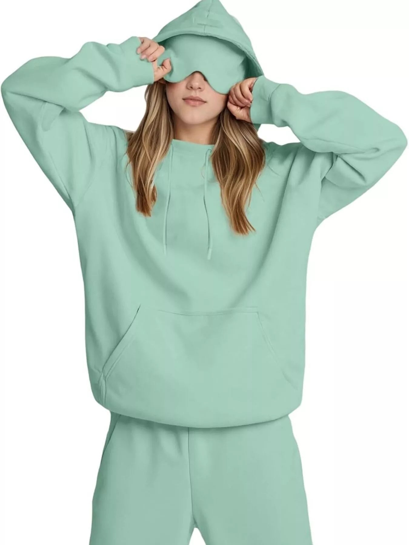 Full Size Oversized Kangaroo Pocket Long Sleeve Hoodie Plus Size - MAD RUFFI