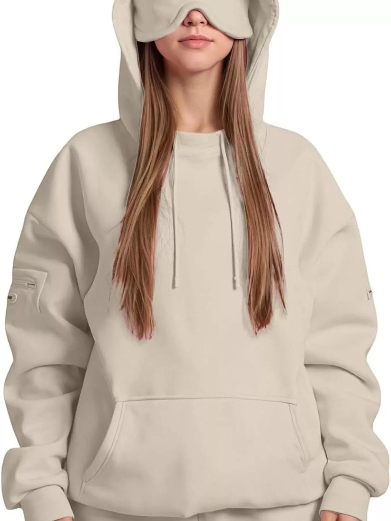 Full Size Oversized Kangaroo Pocket Long Sleeve Hoodie Plus Size - MAD RUFFI