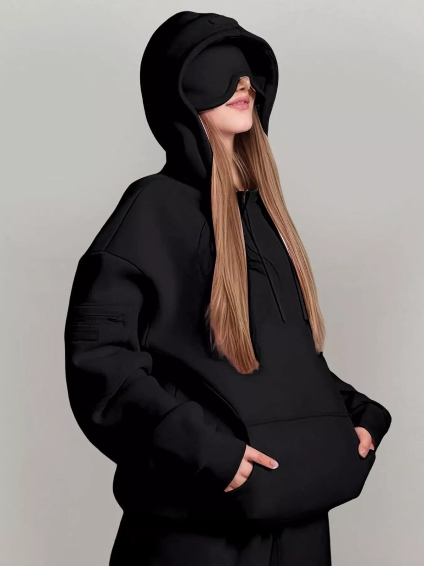 Full Size Oversized Kangaroo Pocket Long Sleeve Hoodie Plus Size - MAD RUFFI