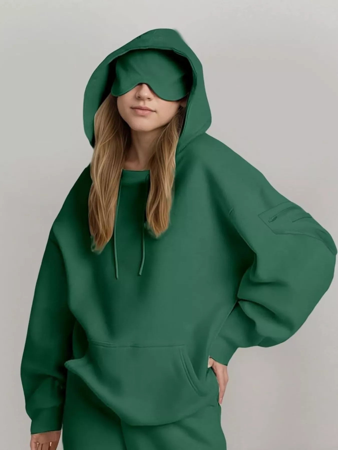 Full Size Oversized Kangaroo Pocket Long Sleeve Hoodie Plus Size - MAD RUFFI