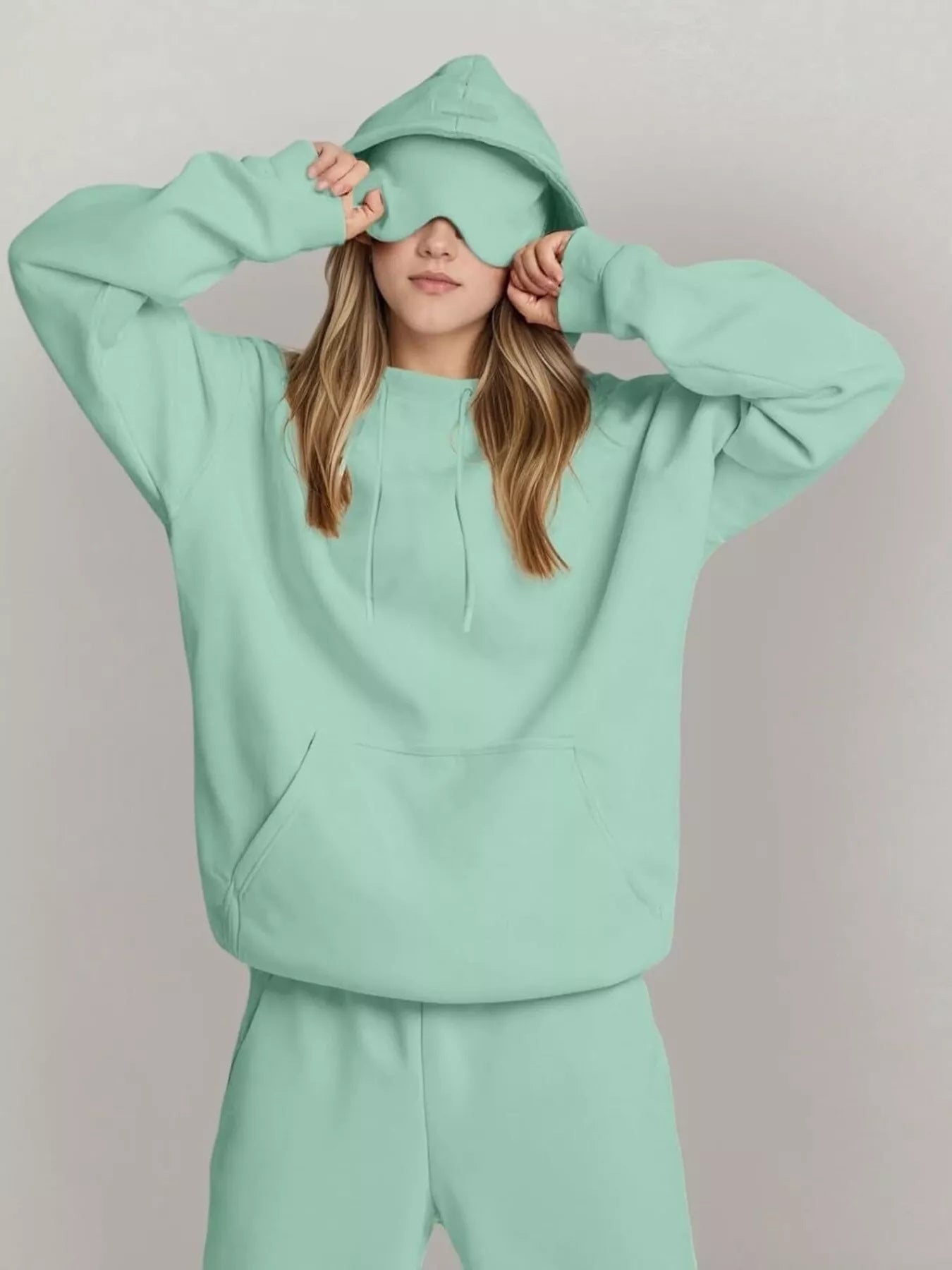 Full Size Oversized Kangaroo Pocket Long Sleeve Hoodie Plus Size - MAD RUFFI