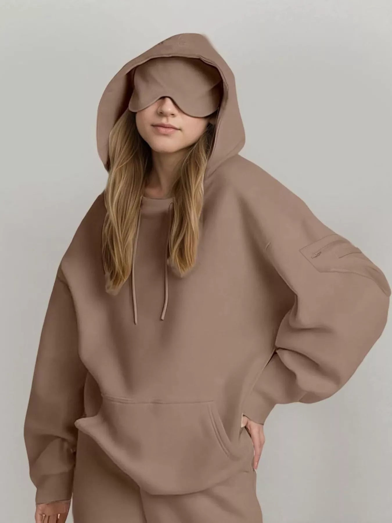 Full Size Oversized Kangaroo Pocket Long Sleeve Hoodie Plus Size - MAD RUFFI