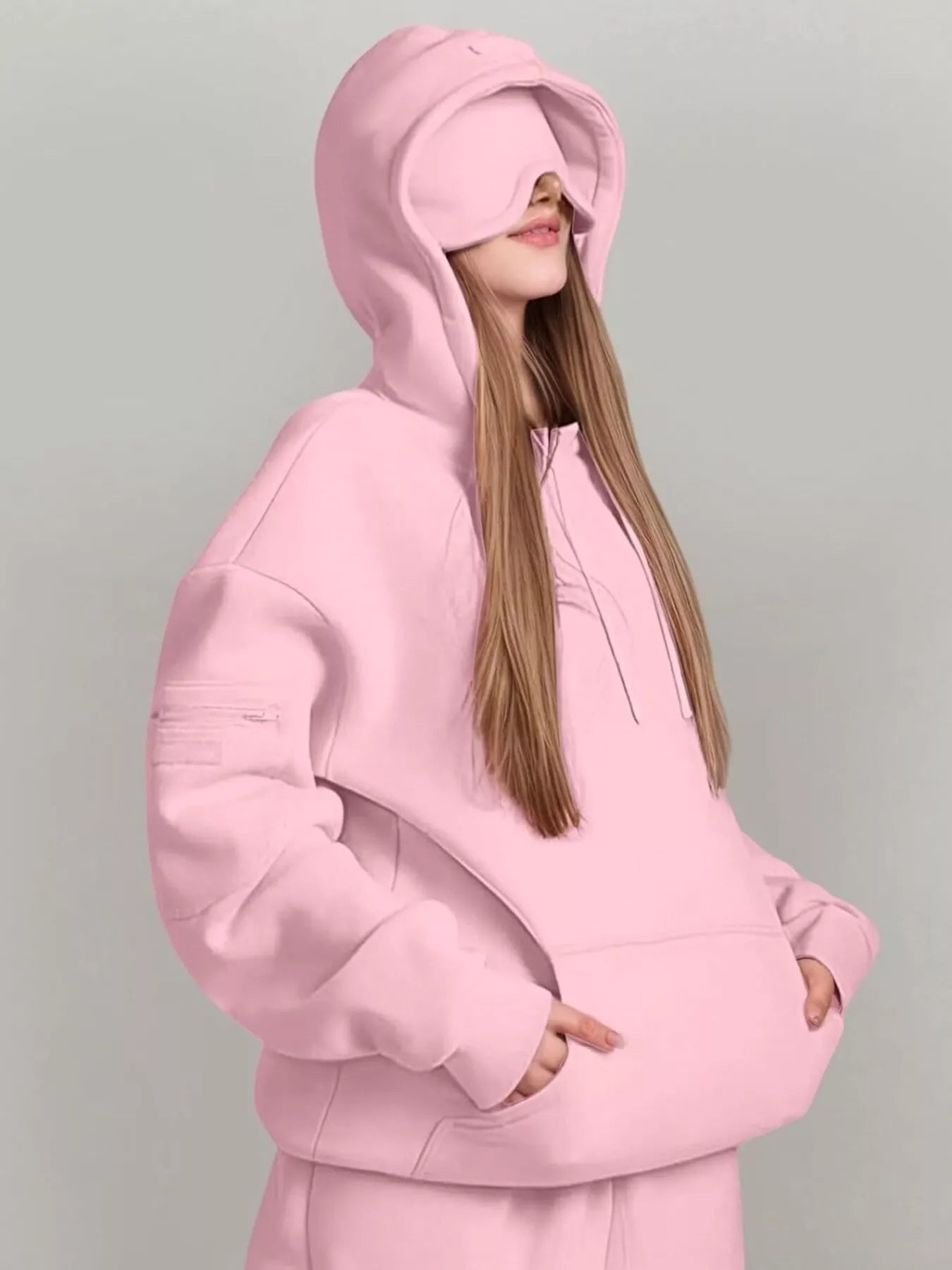 Full Size Oversized Kangaroo Pocket Long Sleeve Hoodie Plus Size - MAD RUFFI