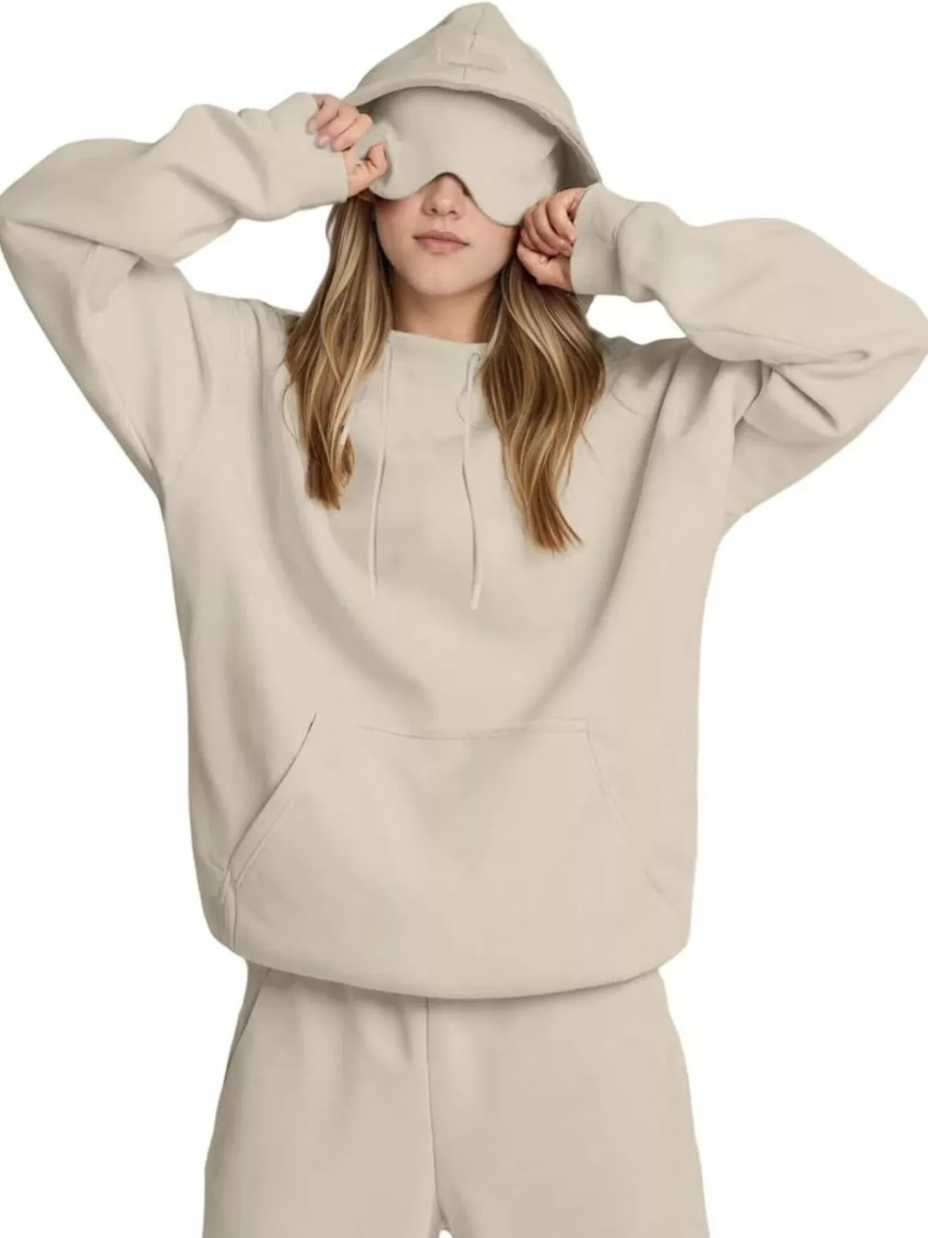 Full Size Oversized Kangaroo Pocket Long Sleeve Hoodie Plus Size - MAD RUFFI