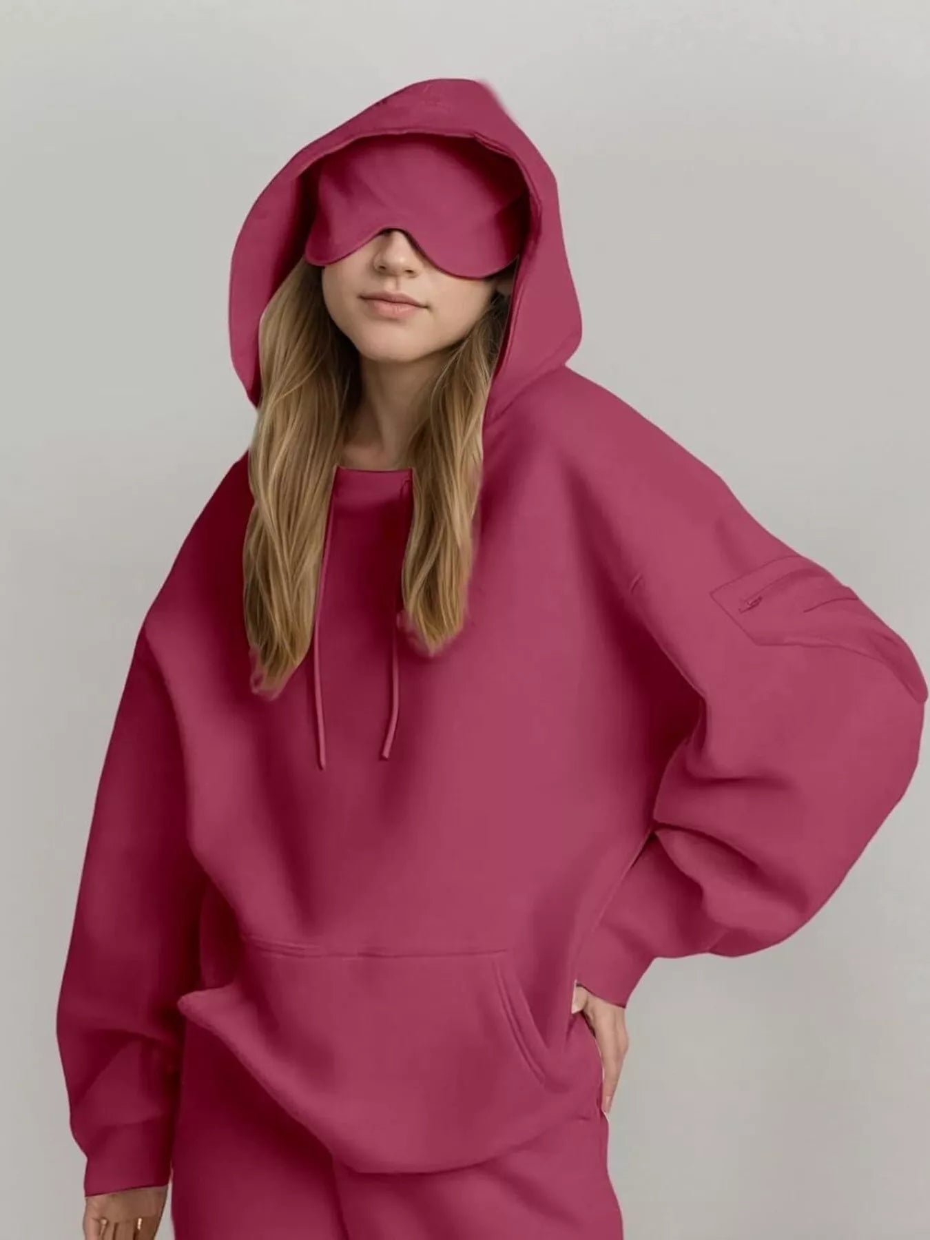 Full Size Oversized Kangaroo Pocket Long Sleeve Hoodie Plus Size - MAD RUFFI
