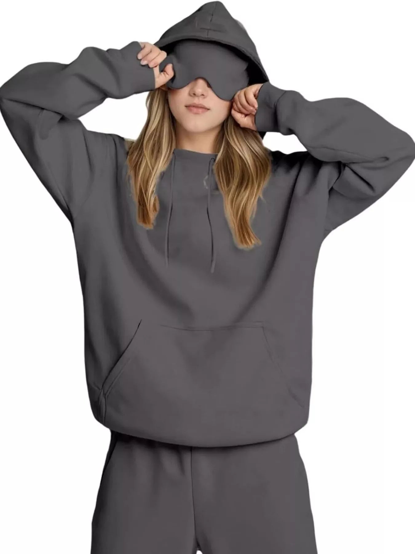 Full Size Oversized Kangaroo Pocket Long Sleeve Hoodie Plus Size - MAD RUFFI