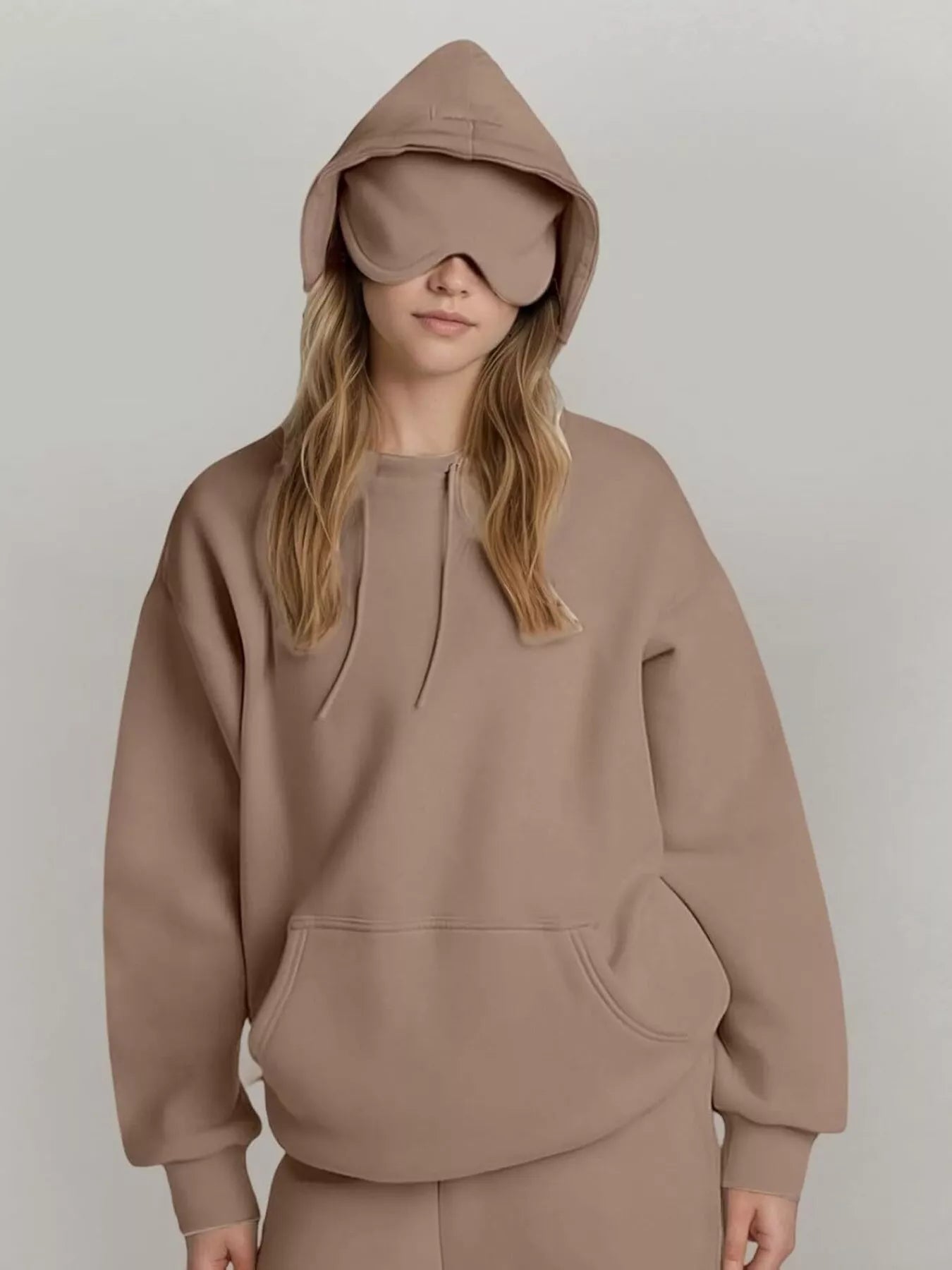 Full Size Oversized Kangaroo Pocket Long Sleeve Hoodie Plus Size - MAD RUFFI