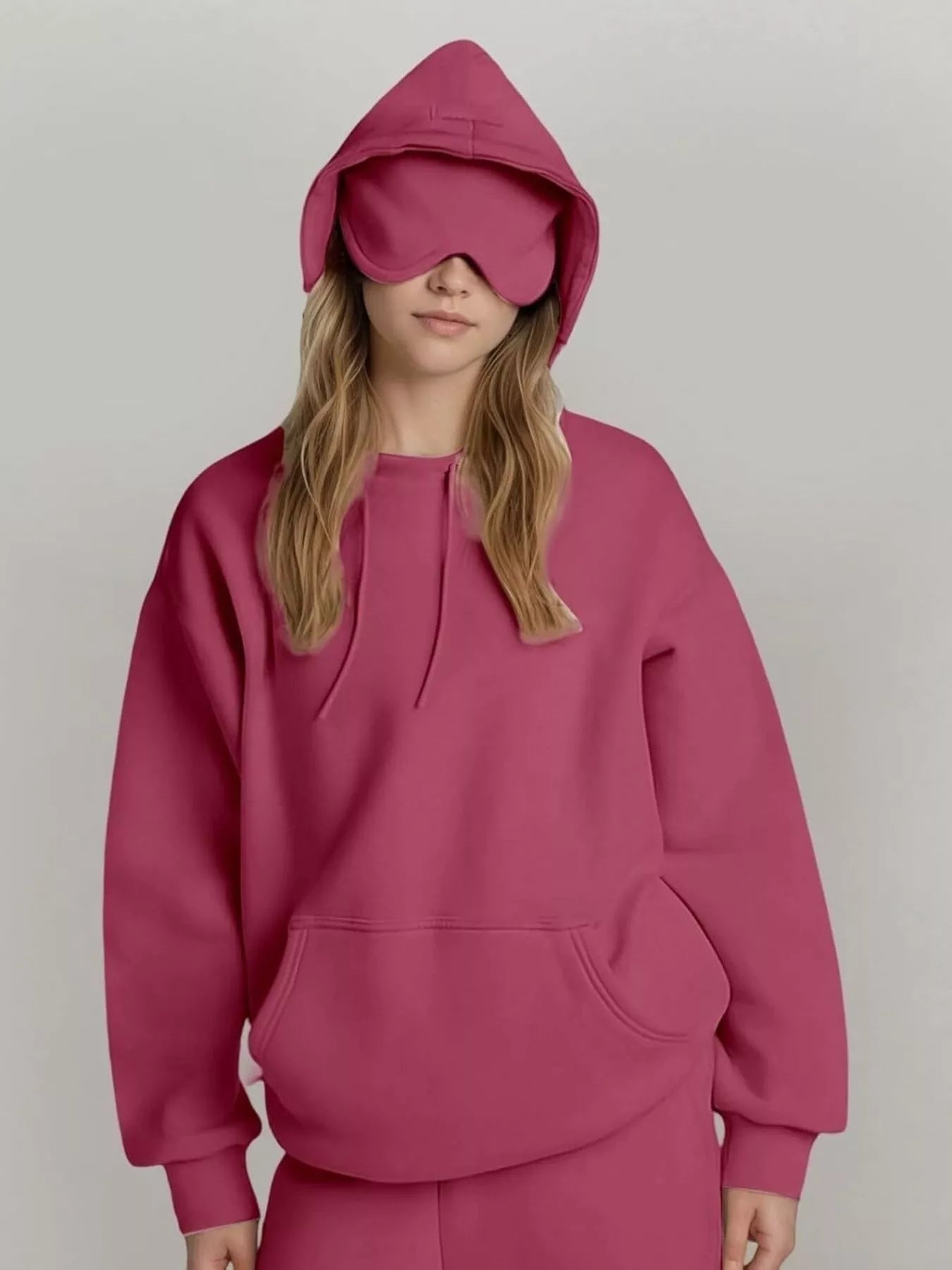 Full Size Oversized Kangaroo Pocket Long Sleeve Hoodie Plus Size - MAD RUFFI