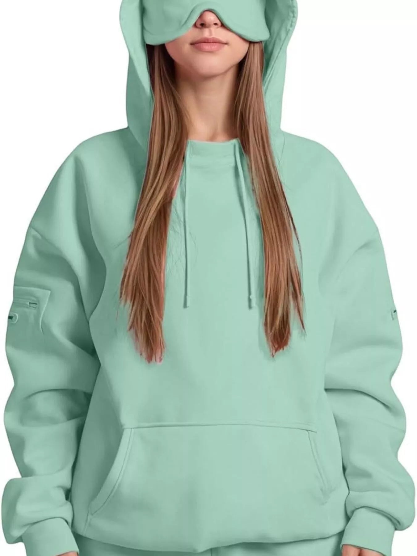 Full Size Oversized Kangaroo Pocket Long Sleeve Hoodie Plus Size - MAD RUFFI