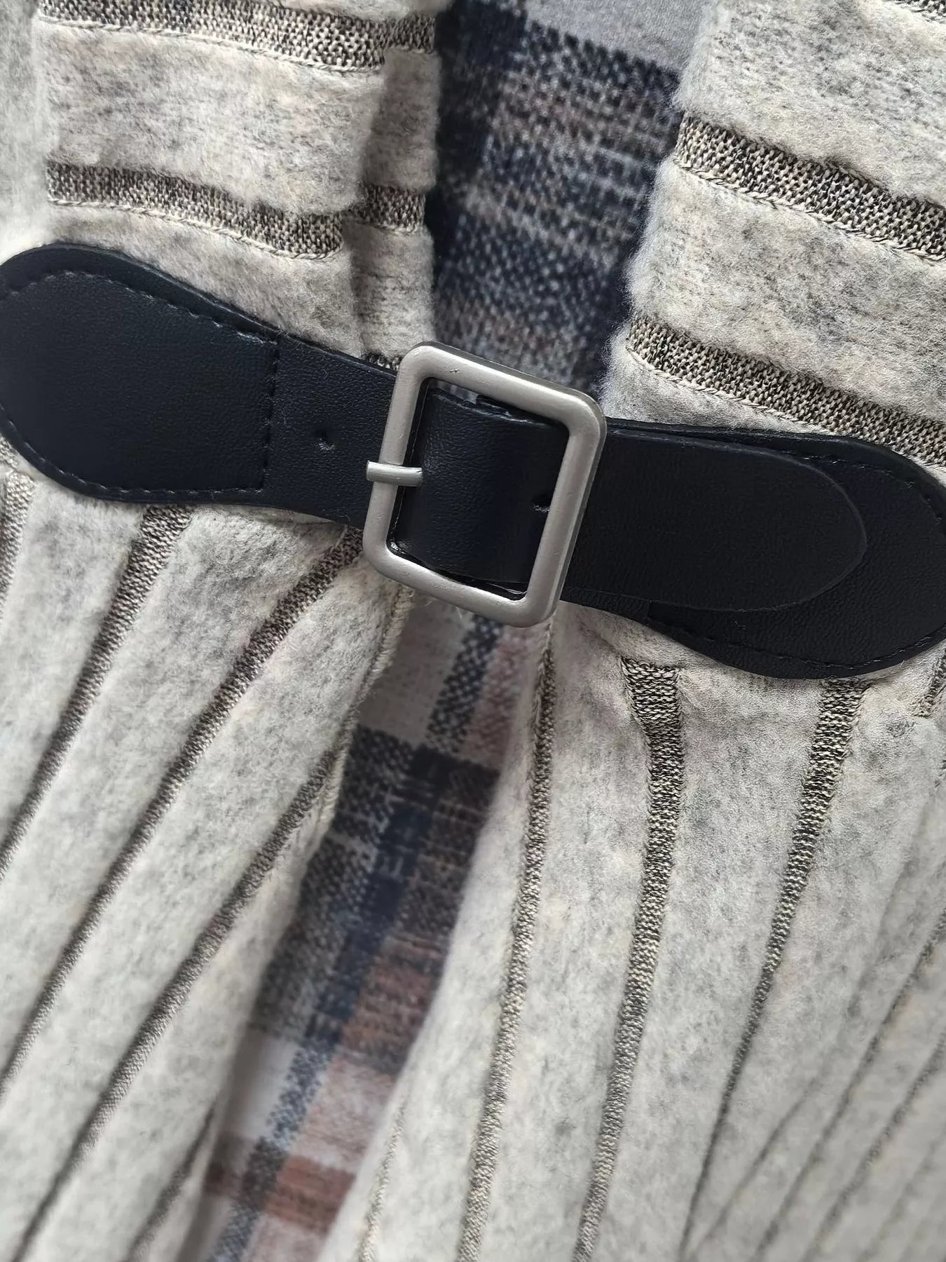 Full Size Plaid Dress & Ribbed Knit Cardigan Set Plus Size - MAD RUFFI