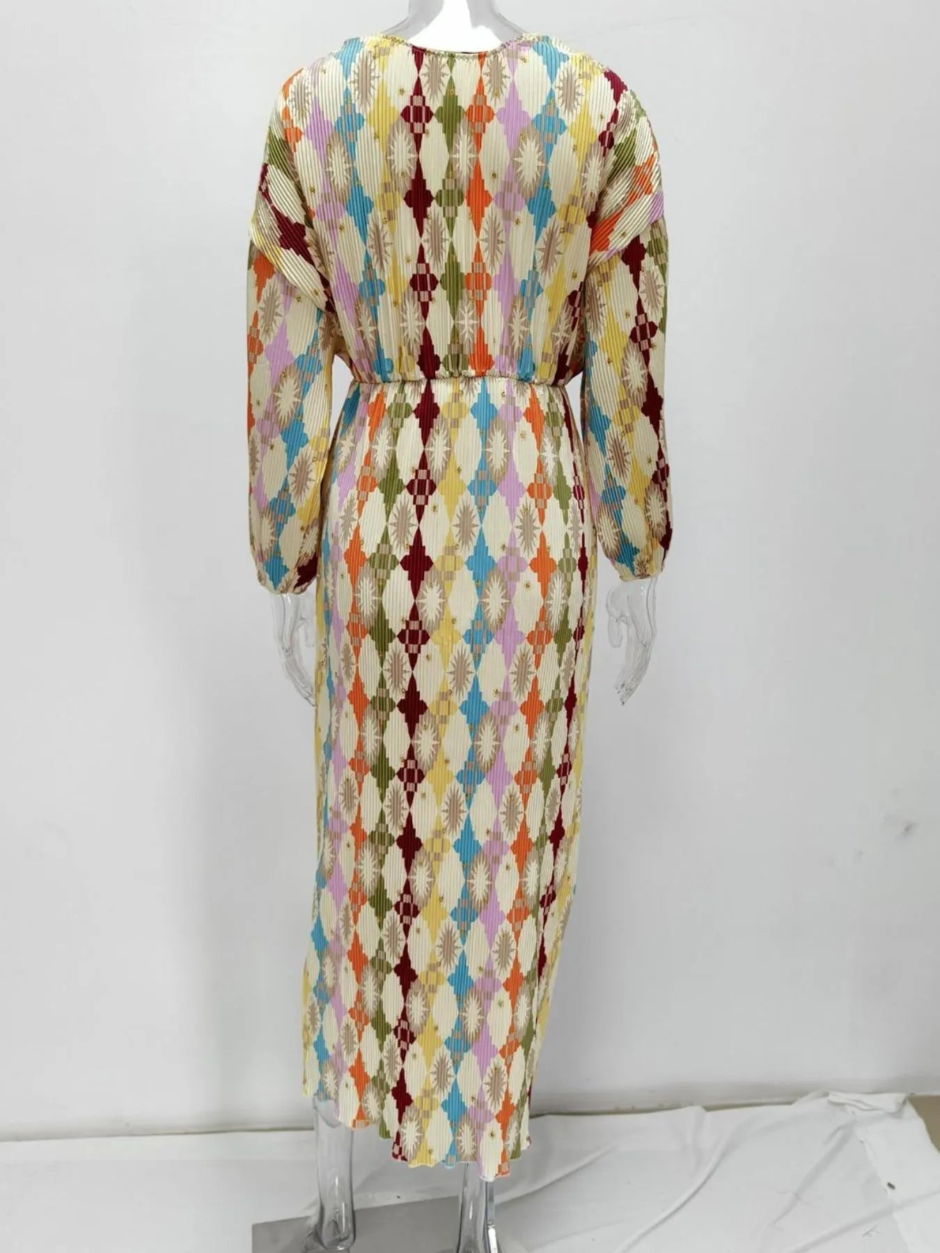 Full Size Printed Deep V - Neck Dress Plus Size - MAD RUFFI