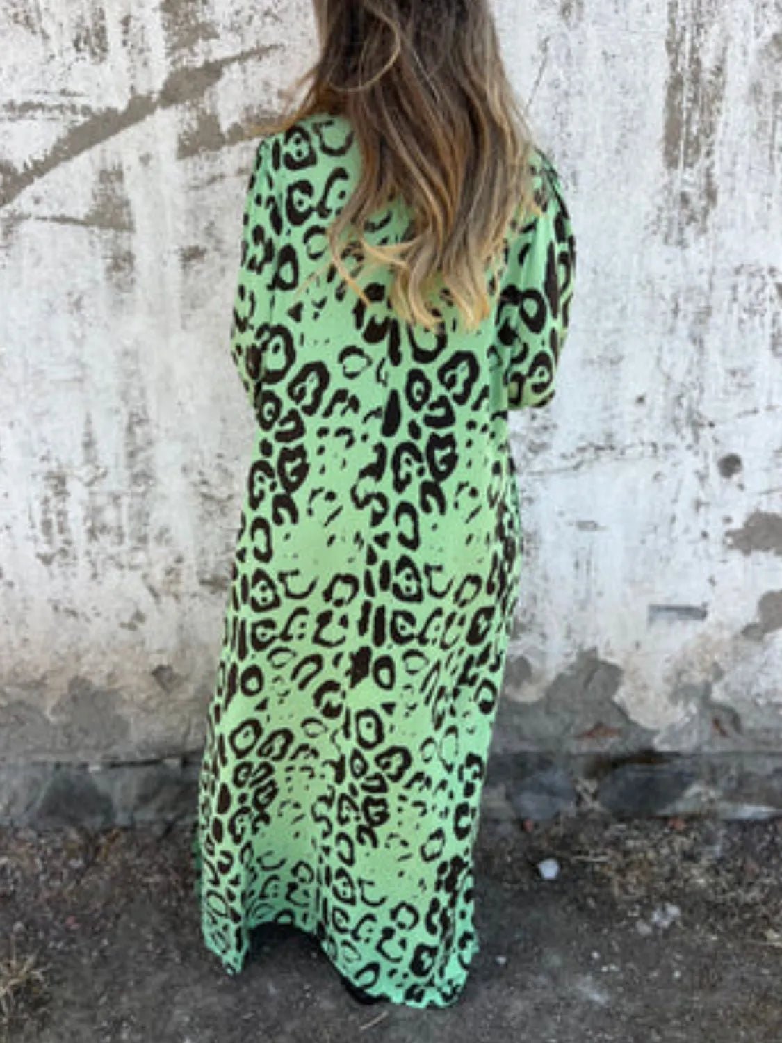 Full Size Printed V - Neck Dress with Pockets Plus Size - MAD RUFFI