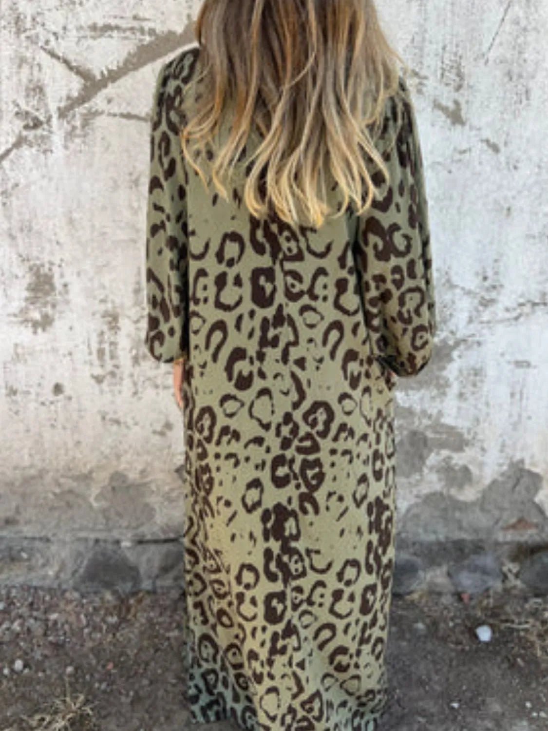 Full Size Printed V - Neck Dress with Pockets Plus Size - MAD RUFFI