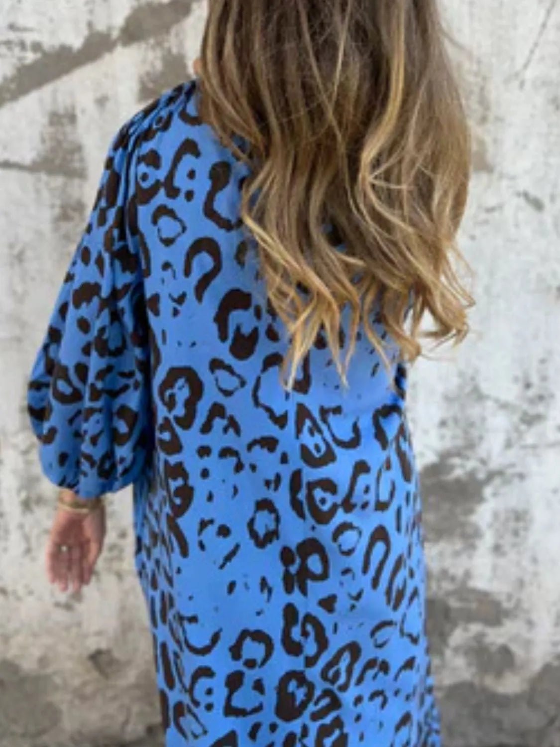 Full Size Printed V - Neck Dress with Pockets Plus Size - MAD RUFFI