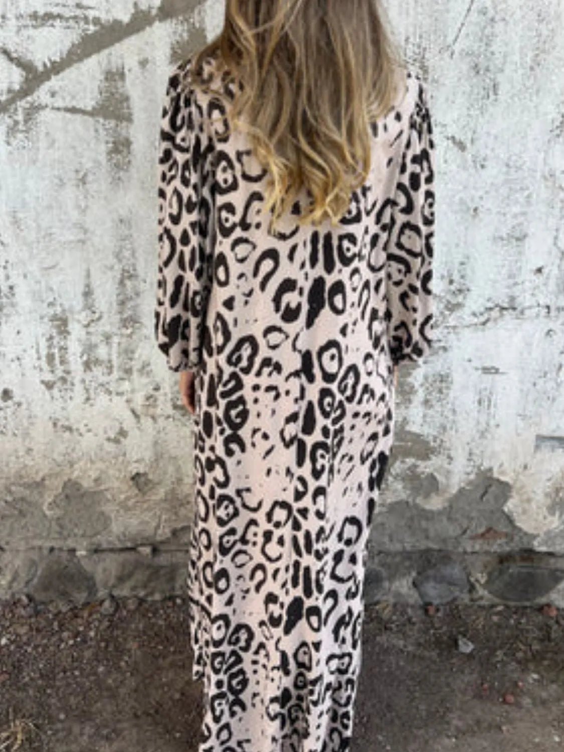 Full Size Printed V - Neck Dress with Pockets Plus Size - MAD RUFFI