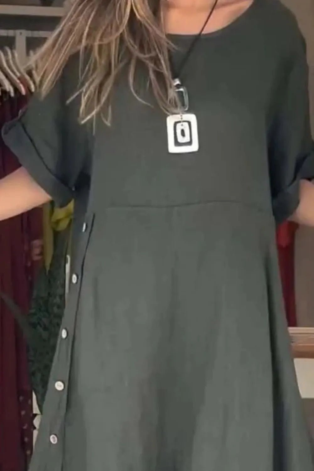 Full Size Relaxed Fit Short Sleeves Dress Plus Size - MAD RUFFI