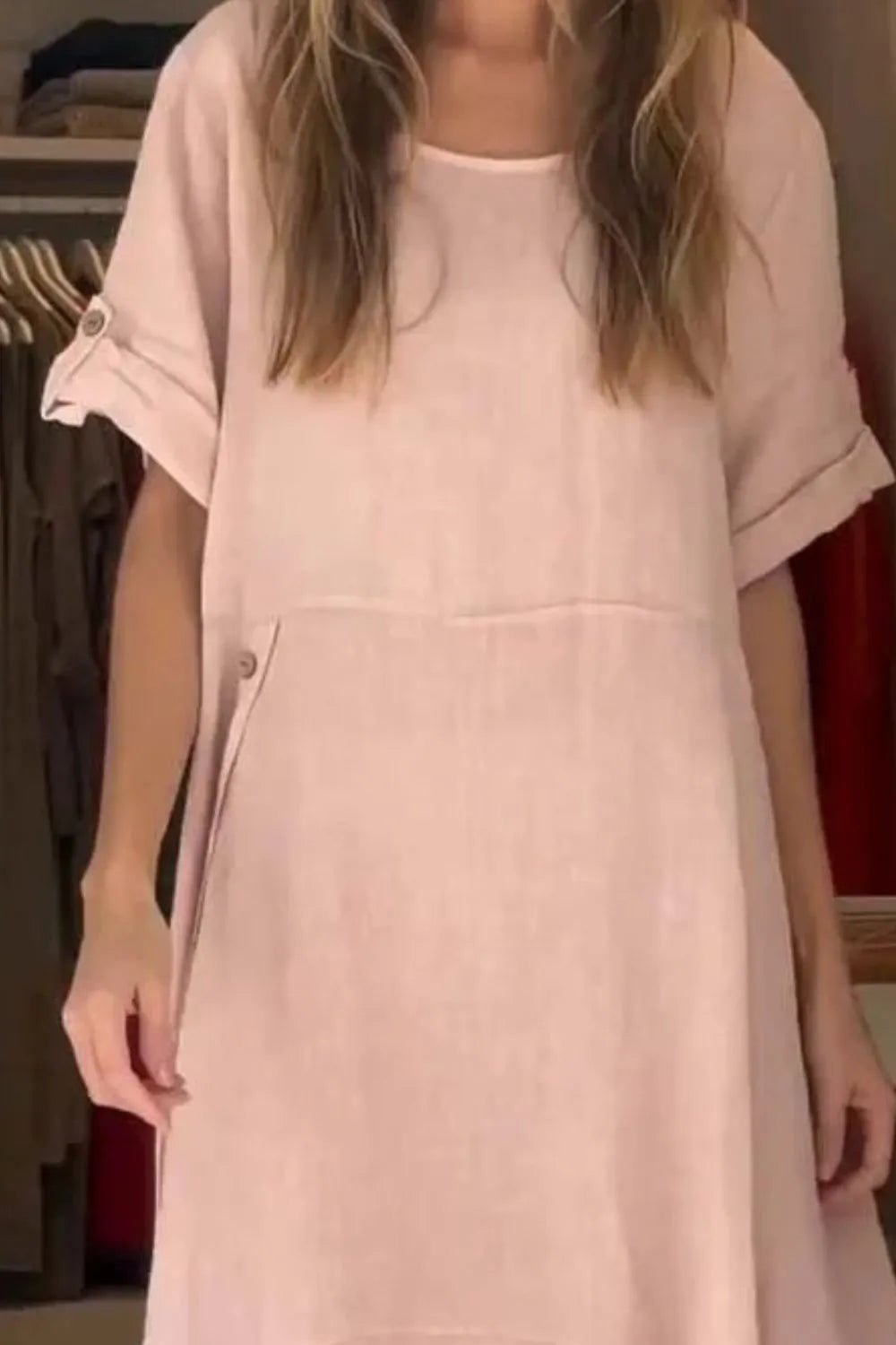 Full Size Relaxed Fit Short Sleeves Dress Plus Size - MAD RUFFI