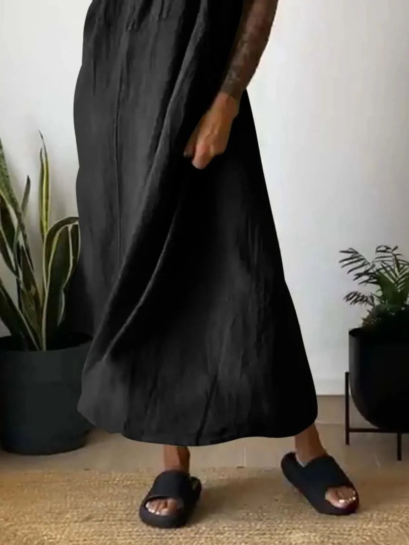 Full Size Ruched Cami Maxi Dress with Pockets Plus Size - MAD RUFFI